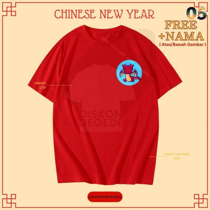 Jual Diskongedegedean Kaos Imlek Shio Naga Baju Tshirt Logo Imlek Type 6