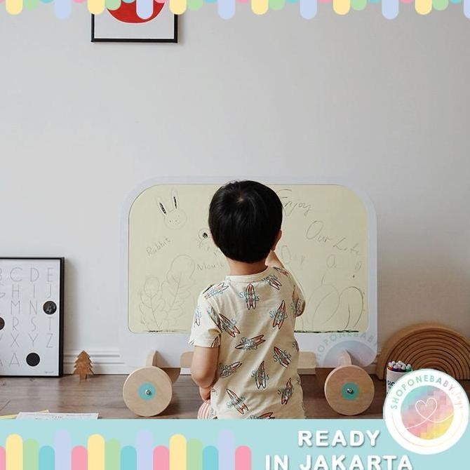 

KOREAN 2in1 Papan Tulis Anak Wheel Education Board and Book Shelf Kualitas Original