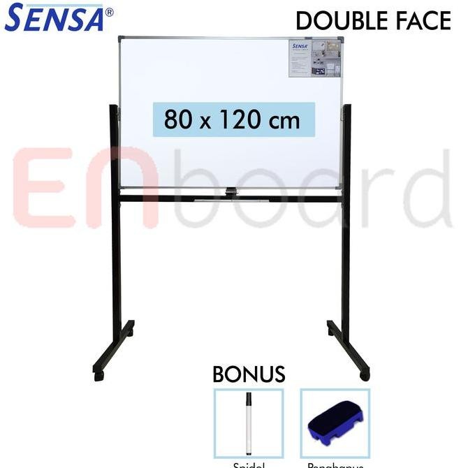 

Papan Tulis Whiteboard Standing Double Face Sensa 80 x 120 cm Kualitas Original