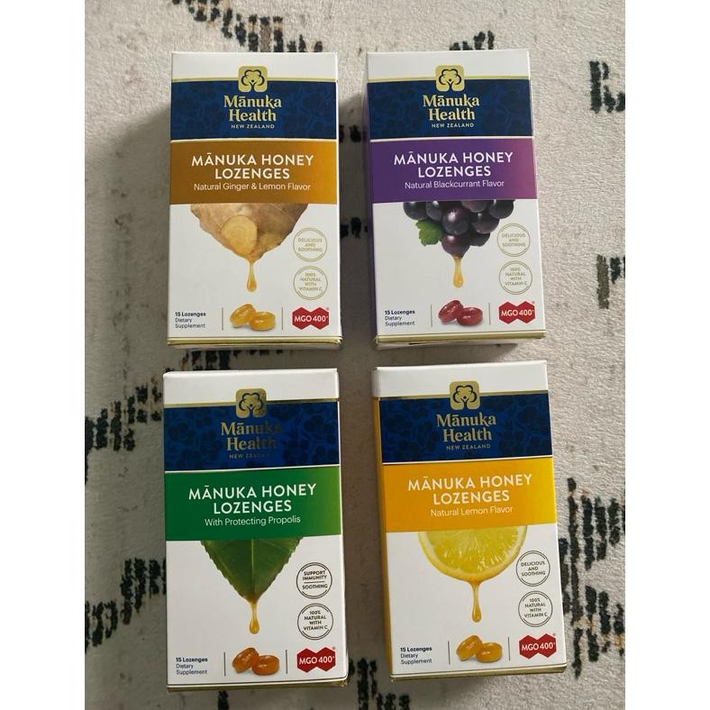 

Manuka Health Manuka Honey Lozenges Propolis Natural Lemon Ginger & Lemon Blackcurrant Mgo 400+ 15 Lozenges
