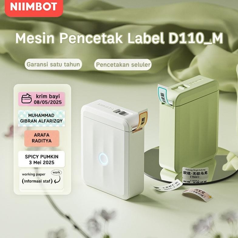

LINDU NIIMBOT D110 Mini Printer Label Bluetooth, Cocok untuk Organisasi Kantor, Dapur Rumah, Sekolah