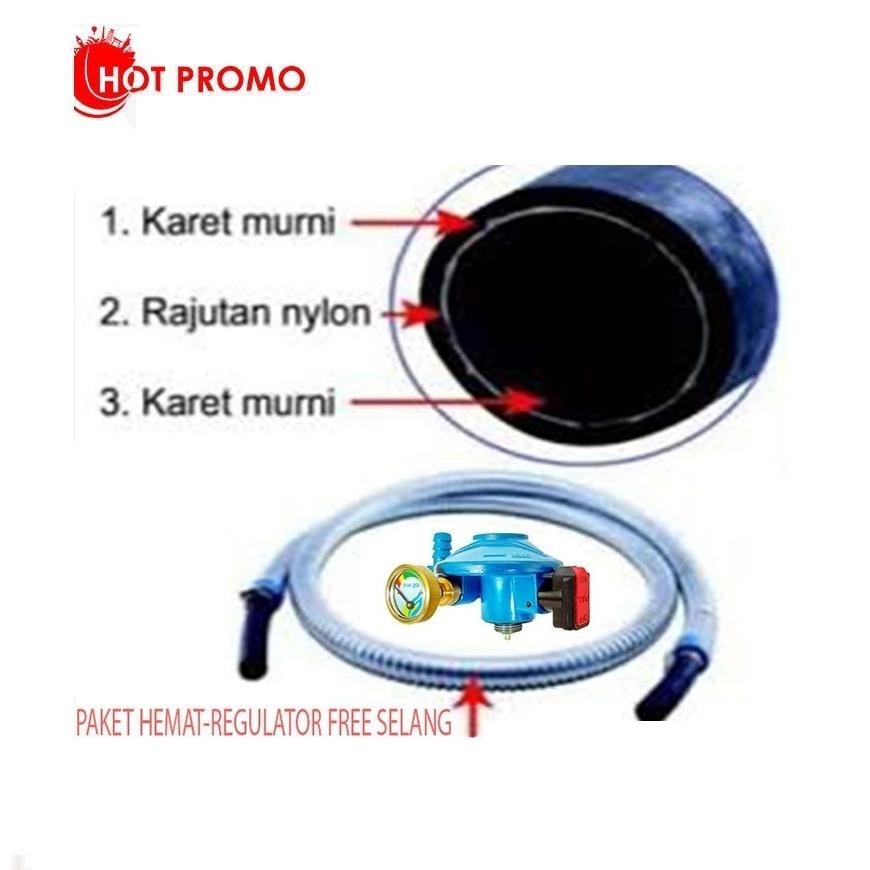 PAKET HEMAT Regulator + Selang BLUE GAS GAZ LPG Bagus Aman Murah SNI BLUEGAZ