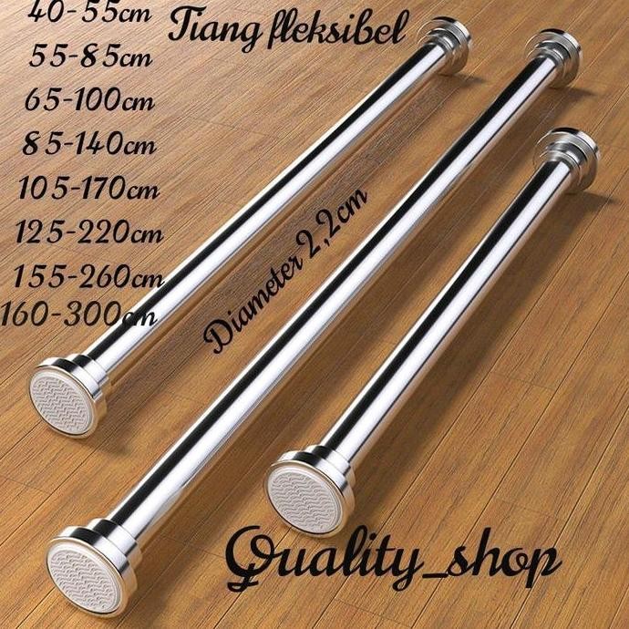 Tiang Gorden Fleksibel Besi Tiang Jemuran Baju Portable Tanpa Paku