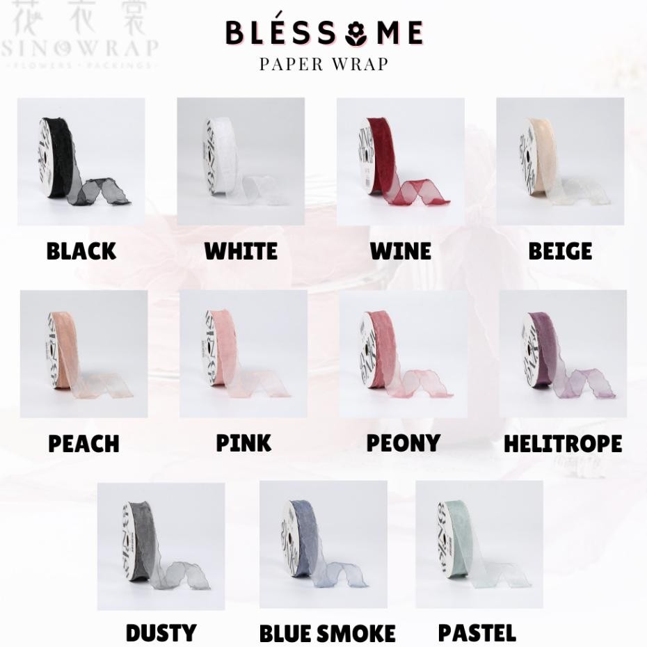 

1 Roll Ribbon Wave Fishtail Ribbon 25Cm Pita Organza 25Mm 20 Yard Pita Keriting Gelombang Pita Chiffon Korean Flst PembungkusKertas Buket BungaHandBouquet