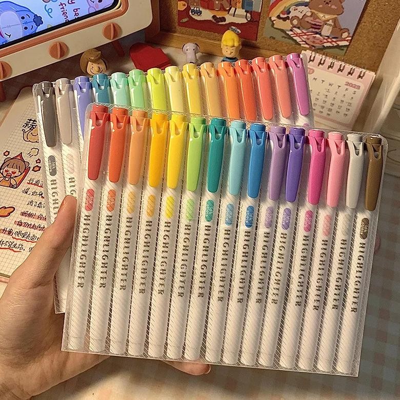 

5/15/25 Pcs Double Head Highlighter Pens Graffiti Markers Highlighters Art Colored Sketch Markers Kawaii Korean Stationery