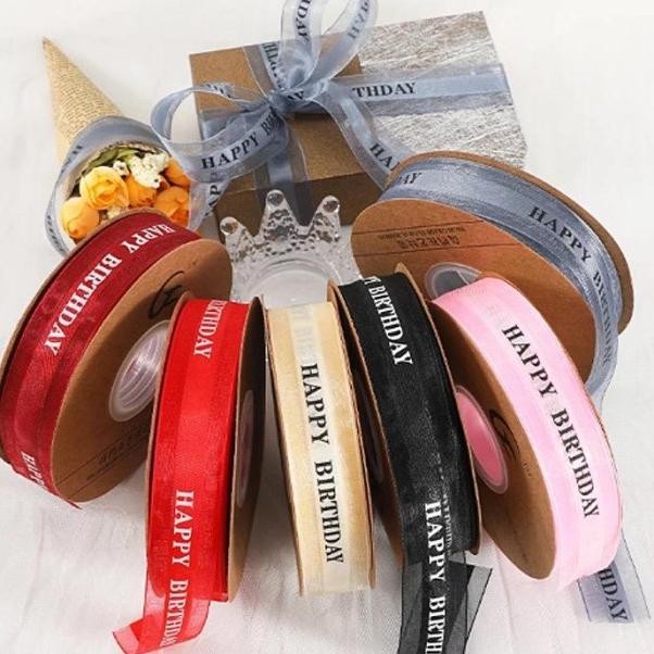

Thday Ribbon Pita Happy Thday Aesthetic 1 Roll Utuh 45 Meter Dekorasi Pita Hampers Kotak Kue Cake Box