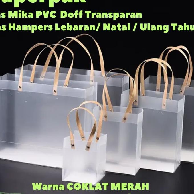 

Grosir Per 10 Pcs Tas Mika Pvc Doff Transparan Hampers Souvenir Goodie Bag Ulang Tahun Lebaran