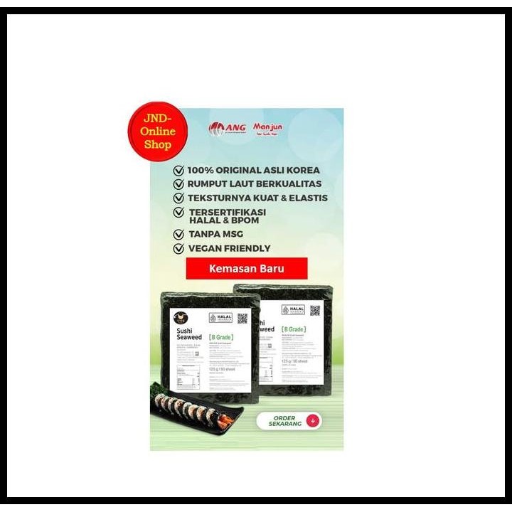 

Terlaris Manjun Yaki Sushi Nori Isi 50 Sheets Import Korea Good Quality
