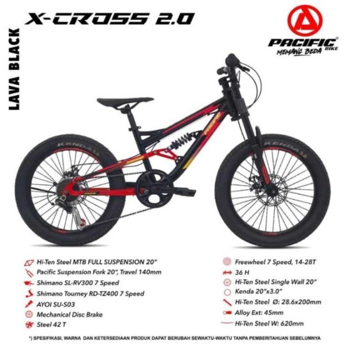 Sepeda Anak Mtb 20 Pacific Xcross Suspensi Per Rem Disc Depan Belakang Original Dan Terpercaya