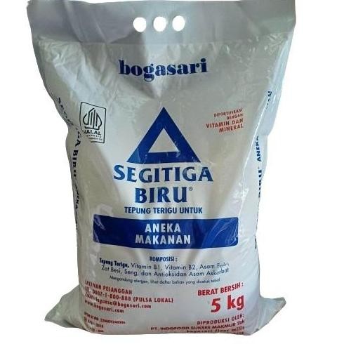 

Sale Bogasari Segitiga Biru Ekonomis 5Kg/Sak, Tepung Protein Sedang Serbaguna