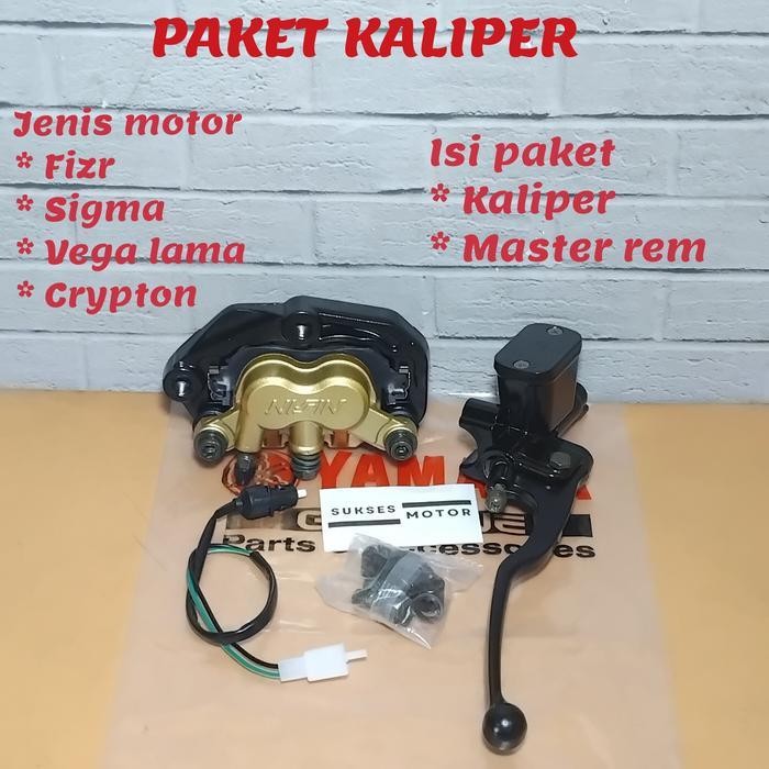 Paket Kaliper Cakram Depan + Master Rem Assy Depan Motor Yamaha Fizr Sigma Vega Lama Crypton Origina