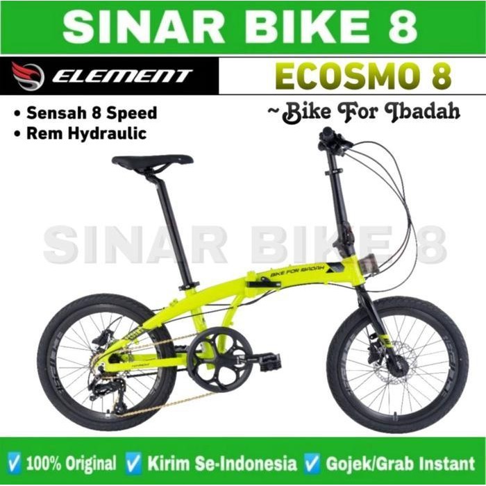 Sepeda Lipat Element Ecosmo 8 Bike For Ibadah 20 Inch Rem Hidrolik Original Dan Terpercaya