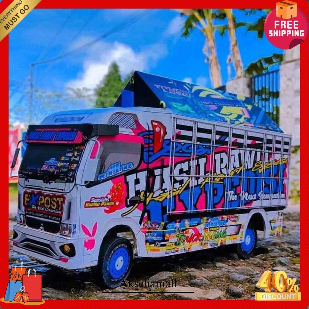 Promo Murah Miniatur Truk Oleng Kayu Full Lampu Kelip Murah Grosir Mainan Miniatur Truk Oleng Miniat