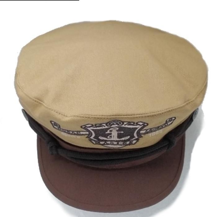 Original Topi Vintage / Fiddler Cap/ Topi Captain/ Topi Sailor/Topi Pelaut Katun Soft Denim Coklat K