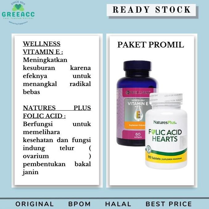 [Spesial] Paket Promil - Wellness Vit E Isi 60 & Natures Plus Folic Acid [Rekomendasi]