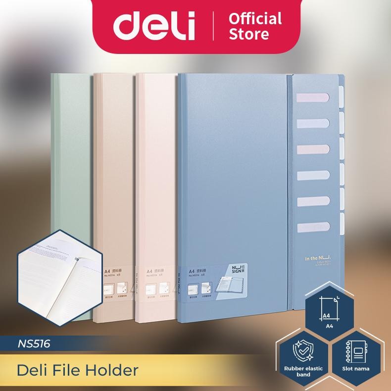 

LINDU Nusign File Holder / Map Dokumen A4 6 Slot Muat Banyak Warna Pastel NS516