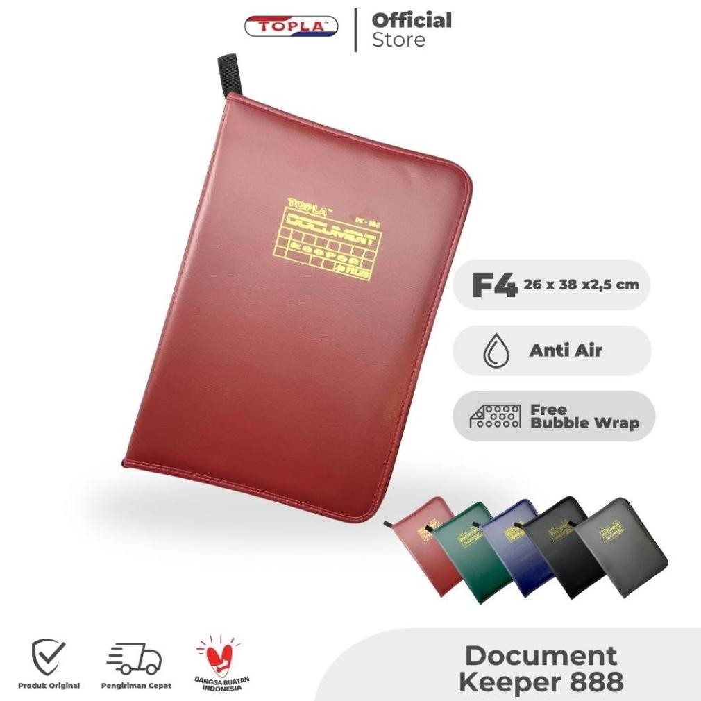 

LINDU Topla dokumen keeper kulit resleting map rapor ijazah kartu keluarga ukuran F4 4 warna