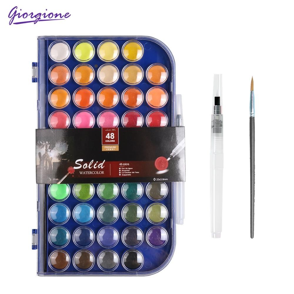 

LINDU Giorgione Solid Watercolor Paint Cat Air Set 48 Warna Free Paint Brush G-0048