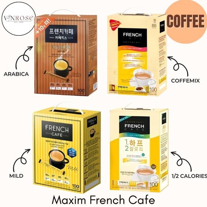 

Maxim French Cafe Coffeemix, Arabica, Mild, 1/2 Calories 100 Ea/ Kopi