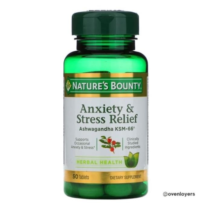 Natures Bounty Anxiety & Stress Relief Ashwagandha Ksm-66 50 Tablets
