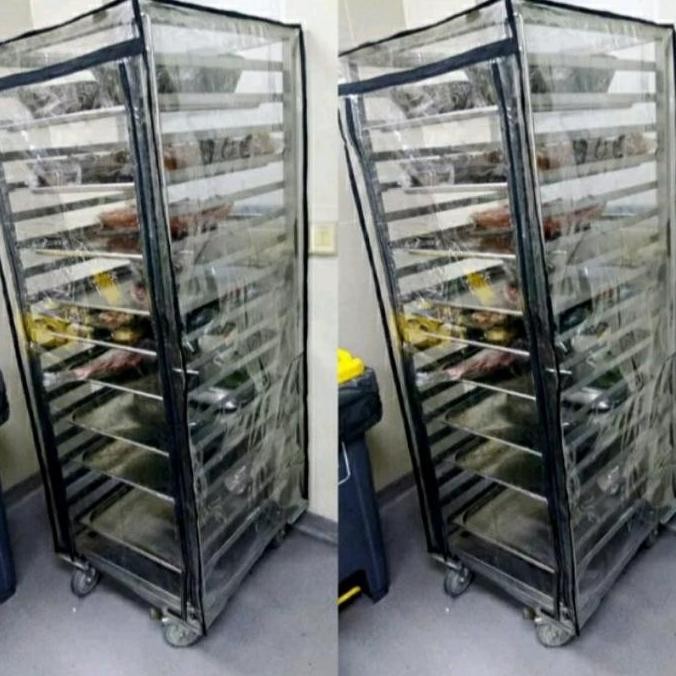 Cover plastik penutup rak loyang roti untuk rak 10-15 susun