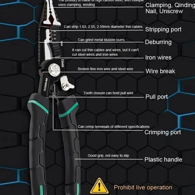 Tang Tukang Listrik Tang Dekrustasi Kabel Pengupas Kawat Multi Alat Tang  tang pemotong penari telan