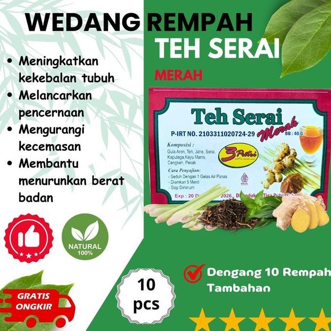 

cusss order] Wedang Rempah Teh Serai Merah - Teh Sere - Herbal Relax dan Penghangat Badan - Isi 10 Pcs
