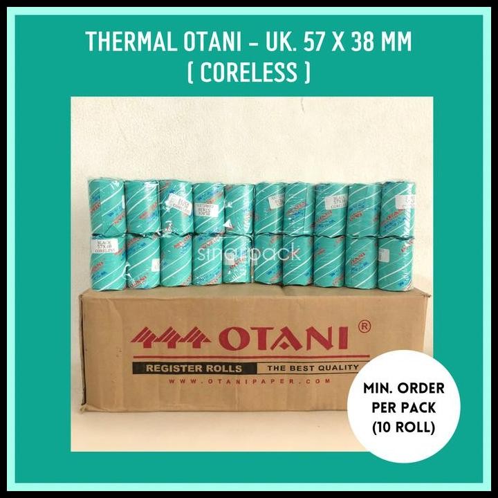 

Terlaris Otani Kertas Struk Kasir Thermal 57X38 Mm Coreless Hitam Untuk Edc Printer Roll Stationery Min Order 10 Roll - Paper Good Quality