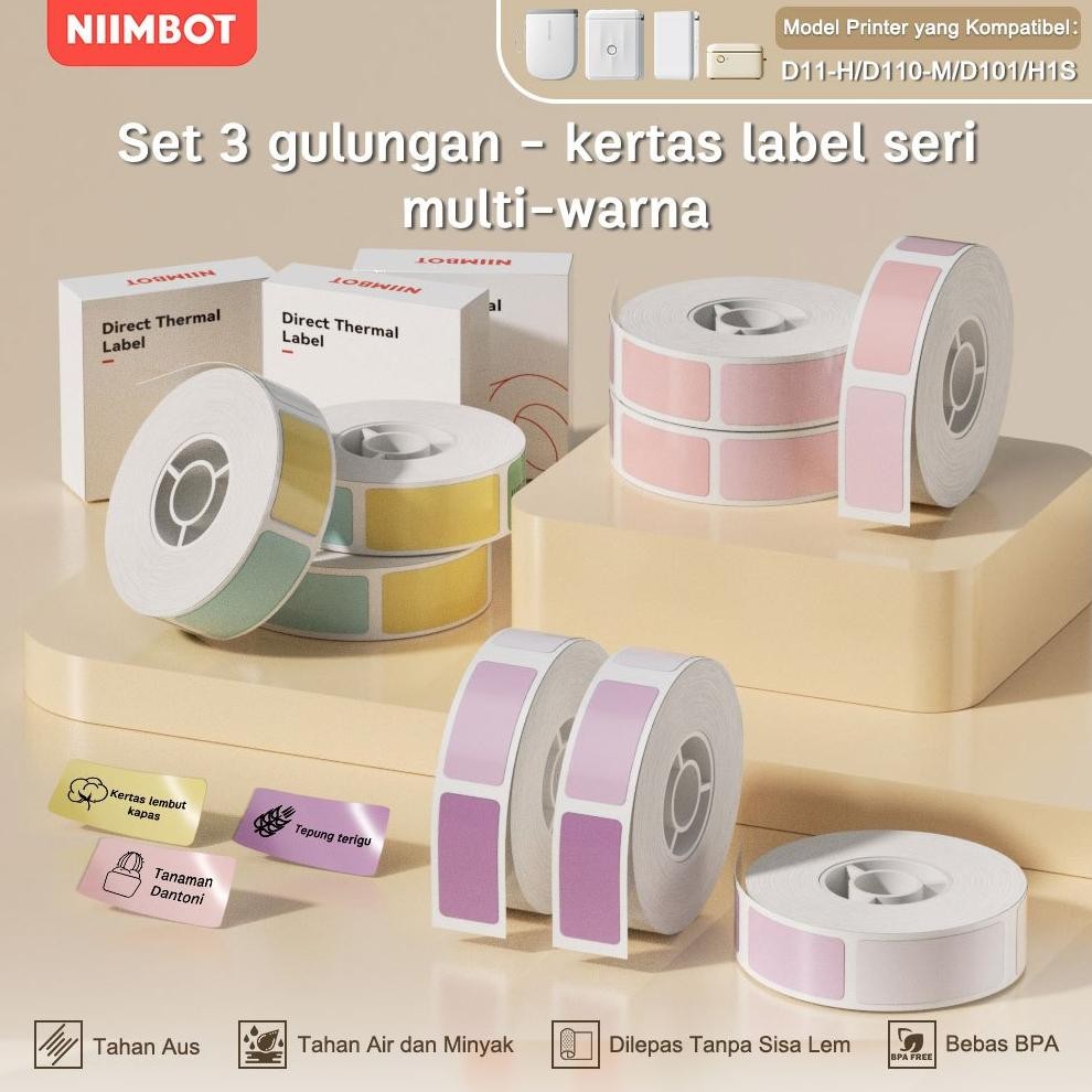 

LINDU Paket 3 GulunganNIIMBOT D11/D110/D101 Stiker Label Nama Rumah Tangga Berbagai Warna, Kuning/Hijau