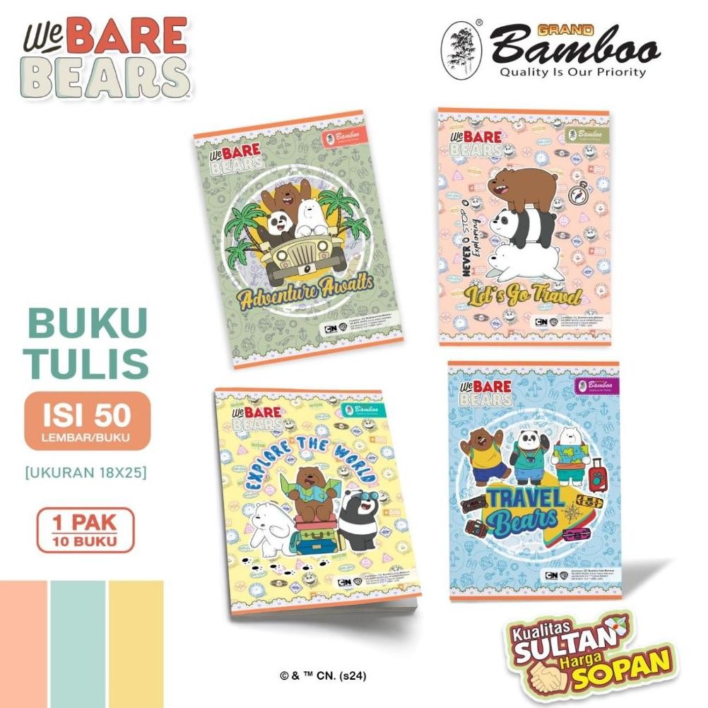 

LINDU Bamboo Buku Tulis BOXY 50 We Bare Bears Series [1 pak/10 buku]