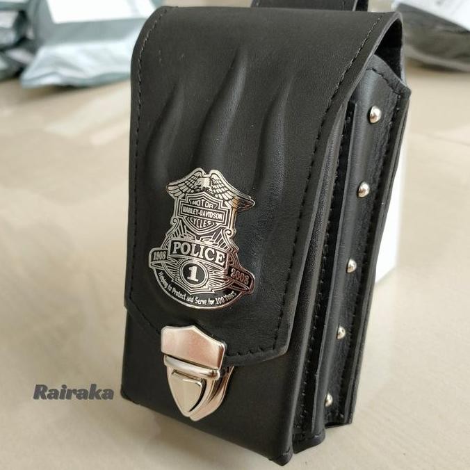 Sarung Hp Kulit / Dompet Hp Kulit Logo Harley Davidsion / Police Premium