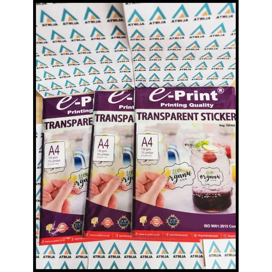 

Terlaris Kertas Sticker A4 Transparent Sticker Paper E-Print Good Quality