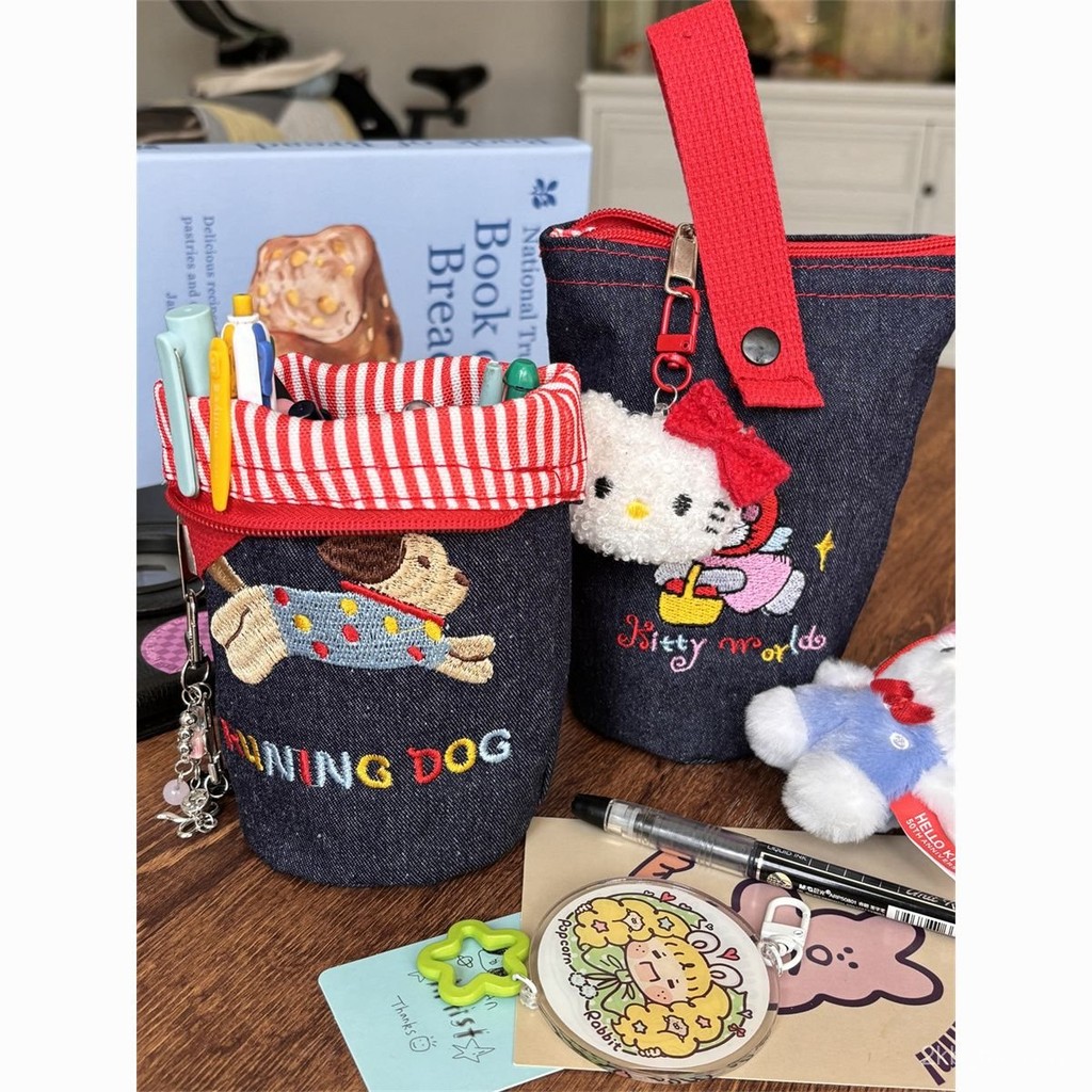 

New Cute Japanese Style Pencil Case High-Value Pen Holder Student Vertical Flip Foldable Large Capacity Portable Handheld Storage Bag C9SS