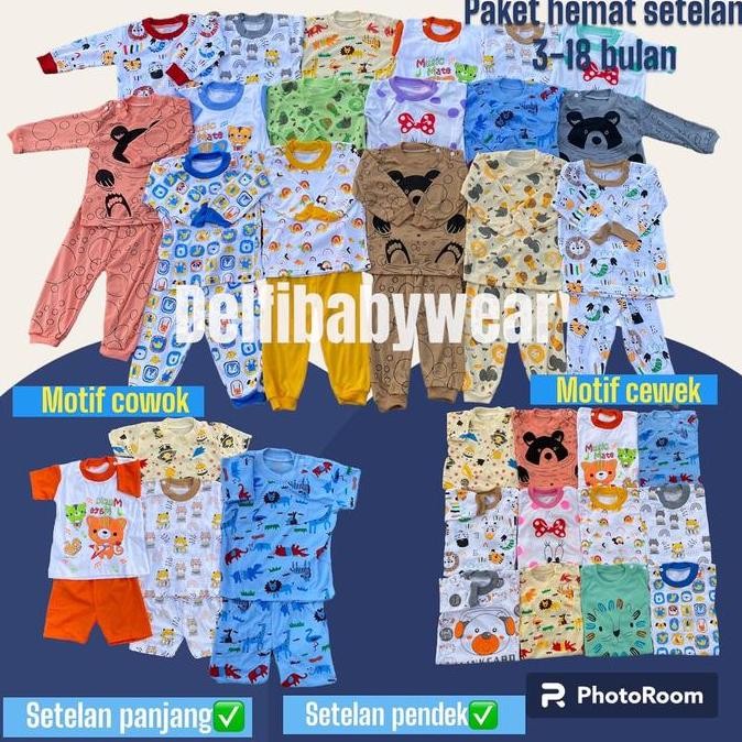 Tersedia SALE 100RB DAPAT 7  (3-18 BULAN )PAKET USAHA SETELAN BAJU CELANA BAYI  MIX
