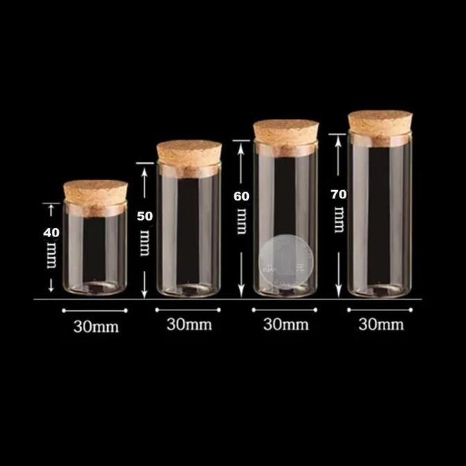 ] Botol Gelas Kaca Tutup Kayu - Straight Kotak Rosario Tempat Kalung + Tutup Kayu Botol Hiasan / Sou