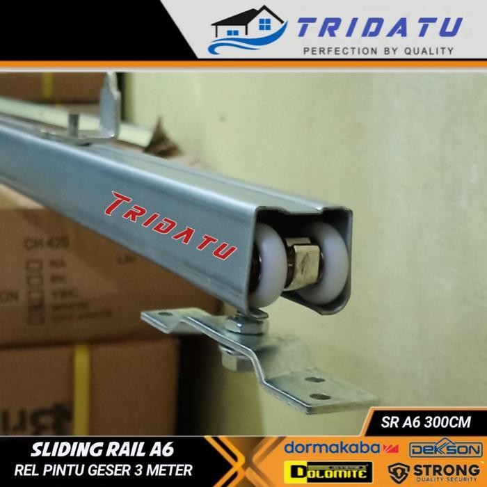 Rel Pintu Sliding 3Meter A6 Rel Pintu Geser 300Cm Full Set Roda Original Dan Terpercaya