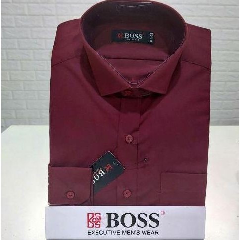 Termurah Kemeja Boss Putih Polos Lengan Panjang Pria Slimfit Bahan Berkualitas Premium High Quality