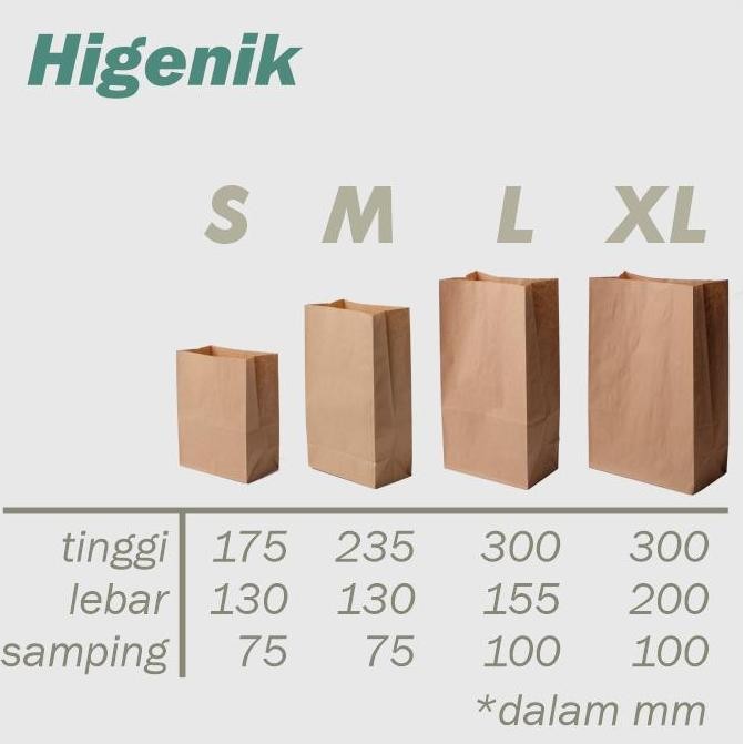 

ready SOS Paper Bag Size L / Kantong Kertas Bakery Fried Chicken Isi 50 Lembar / Paperbag Brown White Kraft