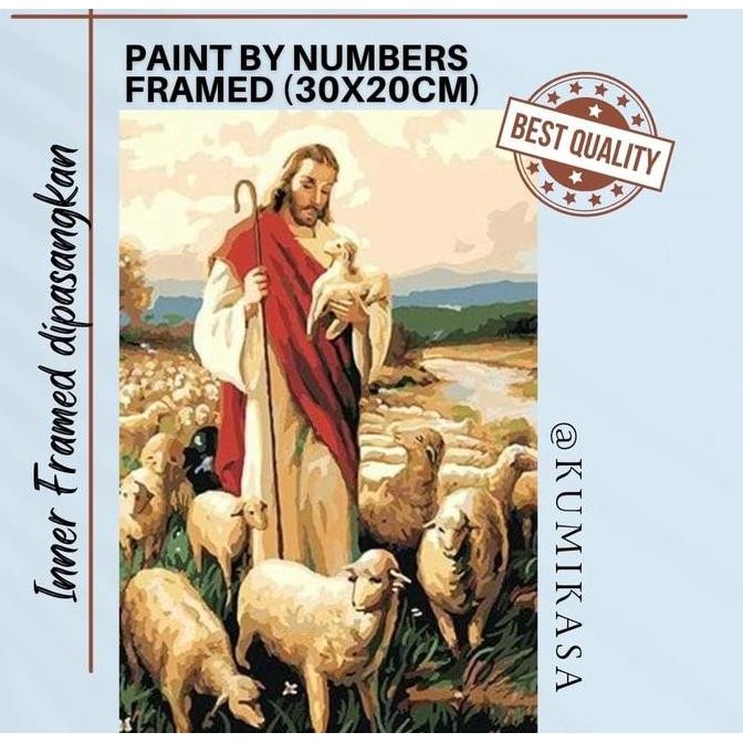 

ready !!! DIY painting by number 30x20cm kerajinan tangan - Jesus is My Shepherd