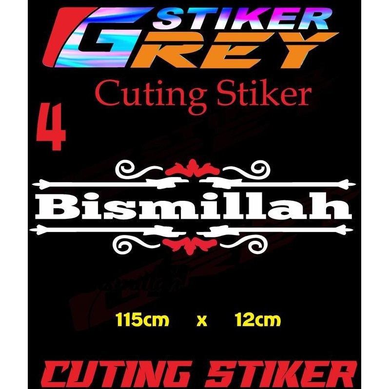 Stiker kaca depan/samping/bodi kendaraan Mobil dan motor setiker cutting tulisan bismillah untuk men