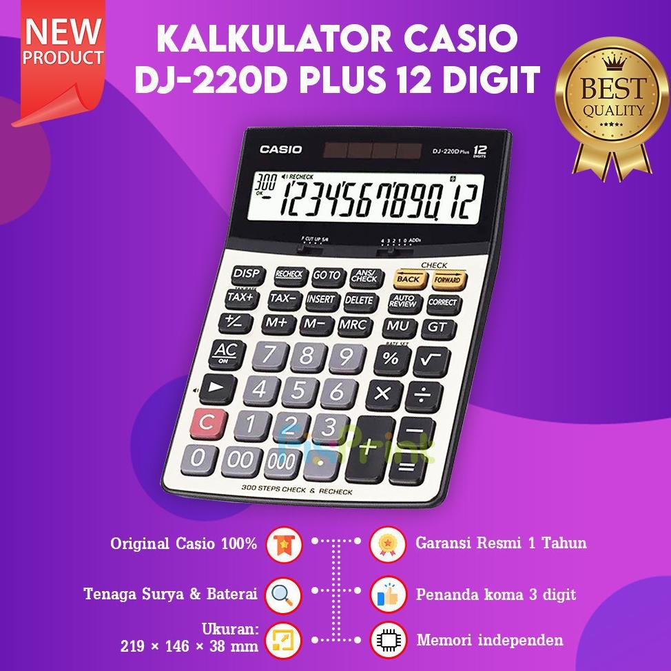 

FixPrint Casio Calculator DJ-220D Kalkulator Desktop DJ 220D Plus 12 Digit Check Correct