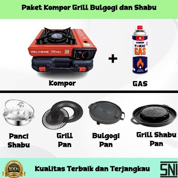 TERLARIS Kompor Portable Paket Barbeque Grill Paket Suki Shabu Plus Tabung Gas Paket Kompor Grill Sh
