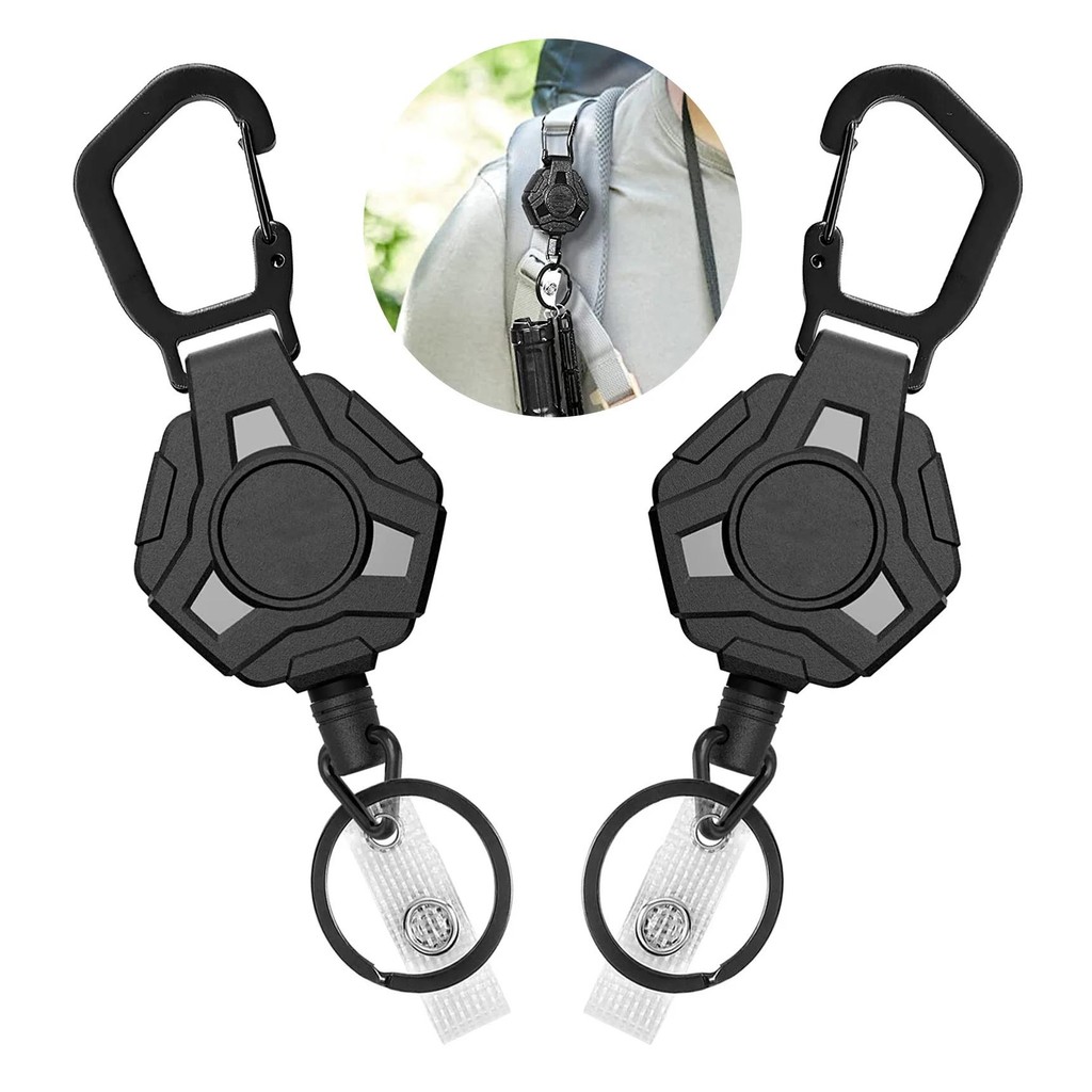 

Fishing Retractable Anti-Lost Pull Keychain Badge Keeper Metal Lanyard Name Tag Card Holder Reel Recoil Ring Clips Buckle Tools
