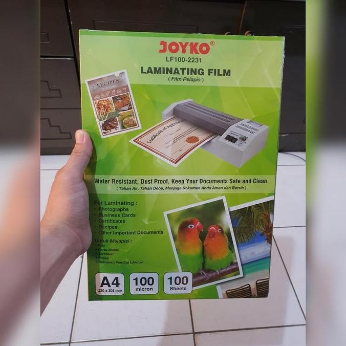 

Terbaru Plastik Plastic Laminating Joyko A4 100 Micron Laminasi Panas