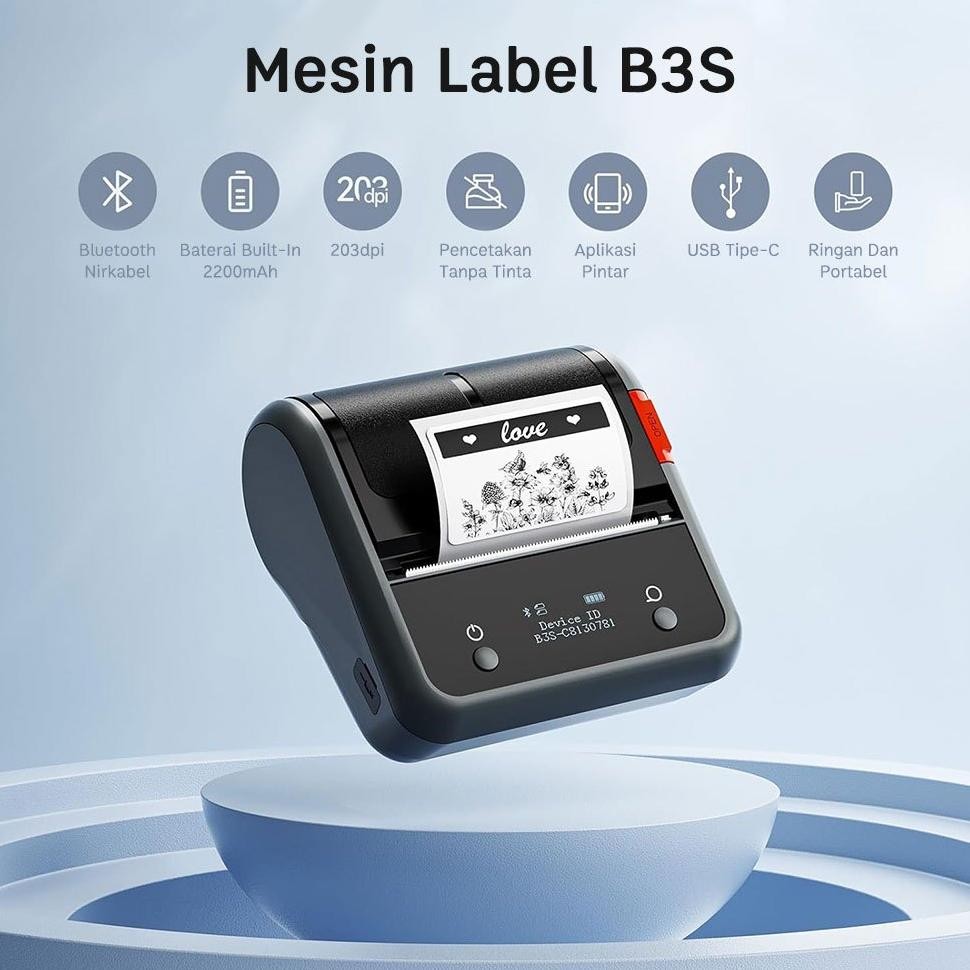 

NIIMBOT B3S Printer Label Portabel Printer Genggam Lebar Cetak 20mm-75mm