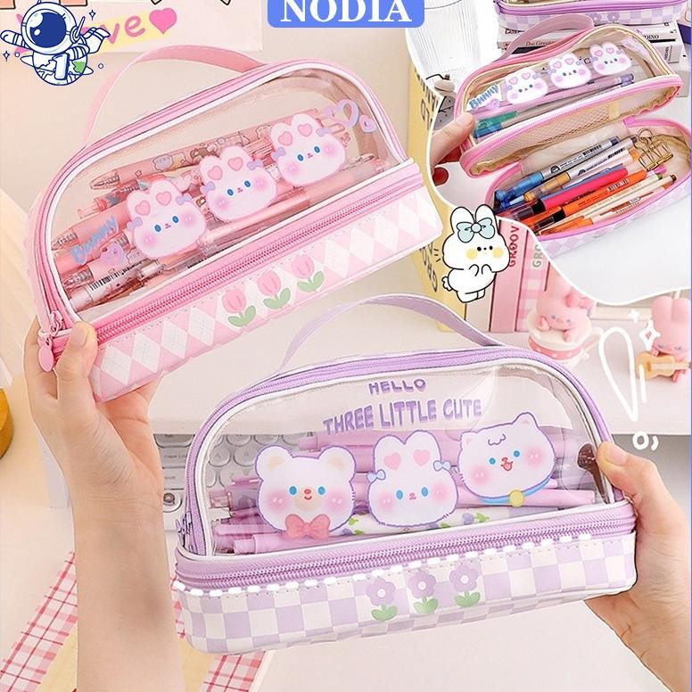 

TERLARIS (COD) Tas Pensil Dua Lapis / Pencil Case Kapasitas Besar / Tempat Pensil Bening / Kotak Pensil /Aesthetic Anak Pencil Cases/Tas Makeup/Tas Penyimpanan Transparan Warna/Tas Penyimpanan Serbaguna Dengan Zipper/Tas Alat Tulis PVC Transparan Siswa
