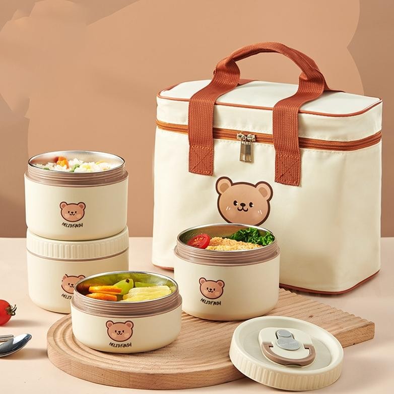 Ready Lunch Box Stainless Tempat Bekal Tempat Makan Stainless Bekal Makan Set 304 Baja Tahan Karat Y