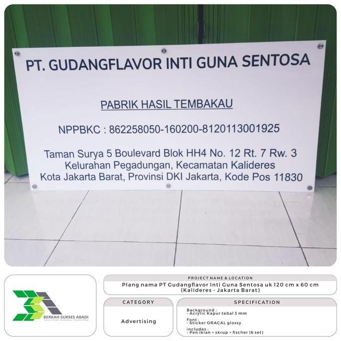

Plang nama perusahaan uk 200 cm x 70 cm tanpa rangka