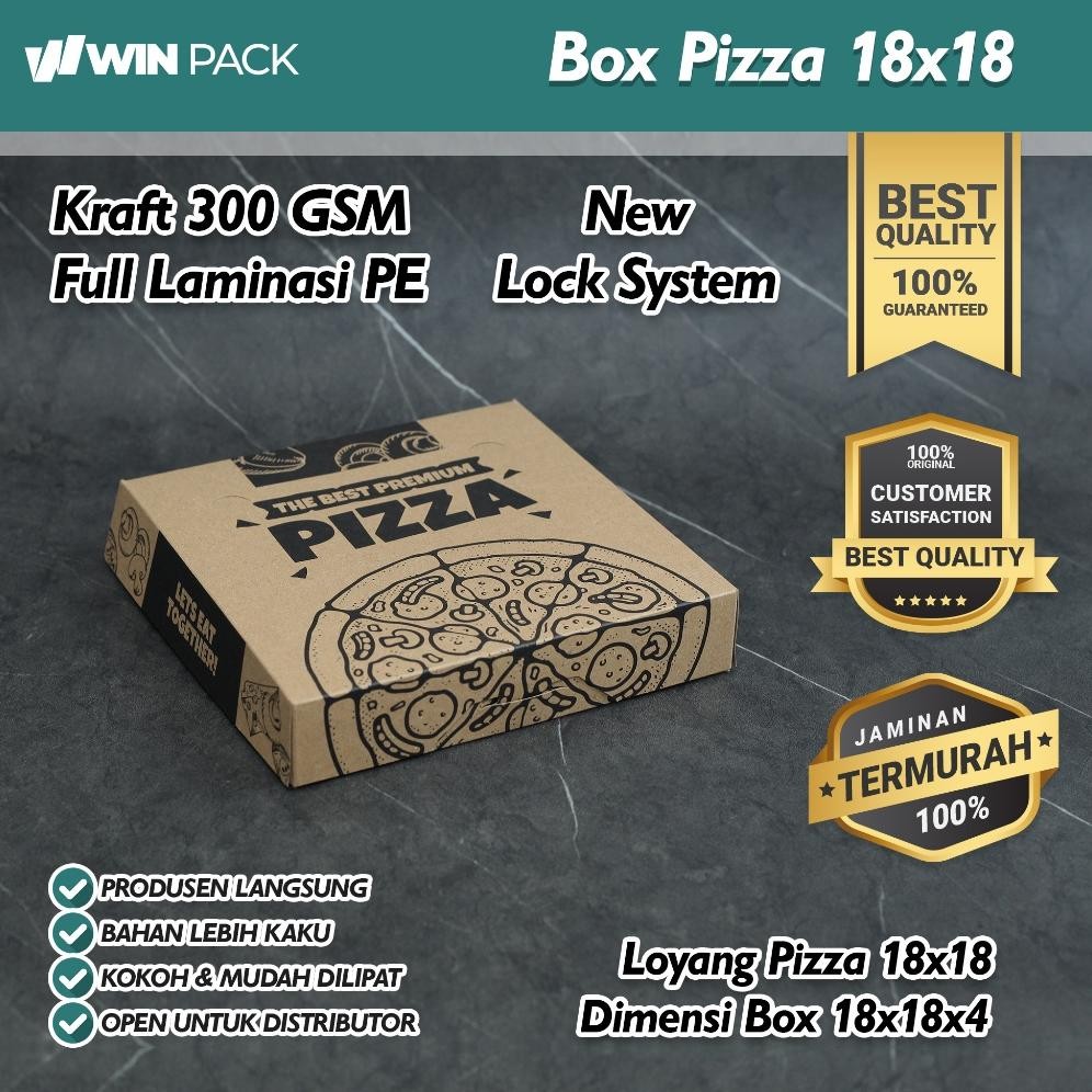 

SLHD- (25 Pcs) Kardus Dus Box Pizza Lasi 18x18 | Kraft 300 G Lasi PE Food Grade