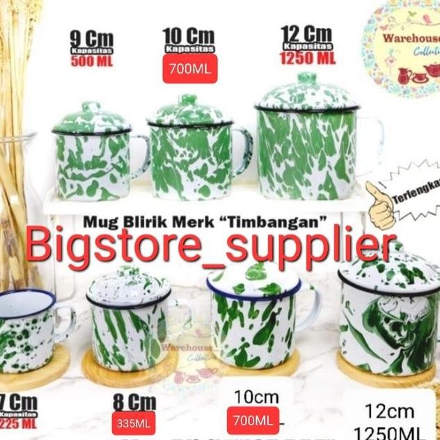 Cangkir Mug Gelas Lurik Burik Blirik Enamel Seng Kaleng Jadul Kuno